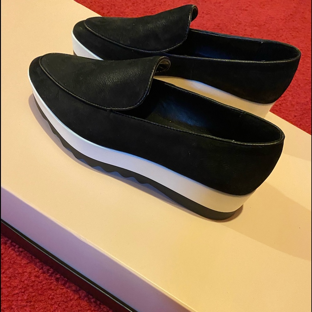 DKNY suede wedge loafers